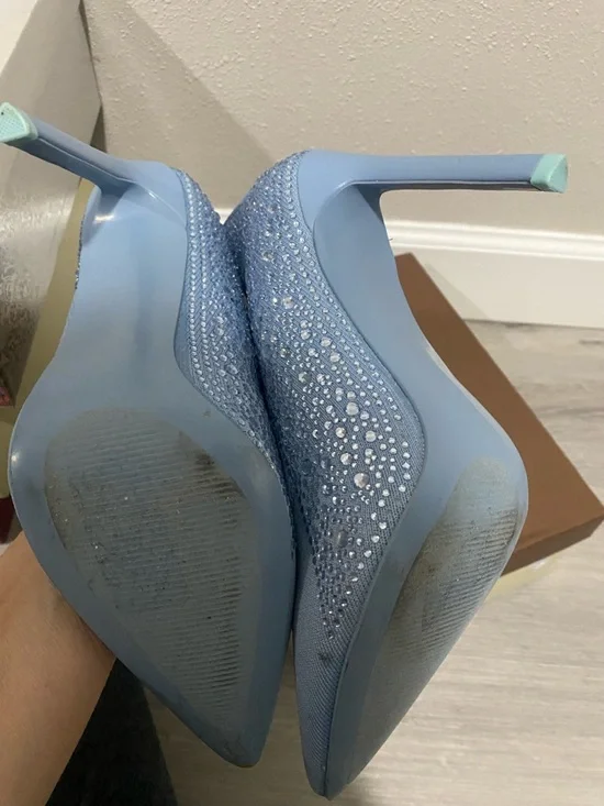 Steve Madden Light Blue Crystal Knit Stiletto Booties - Picture 6 of 8